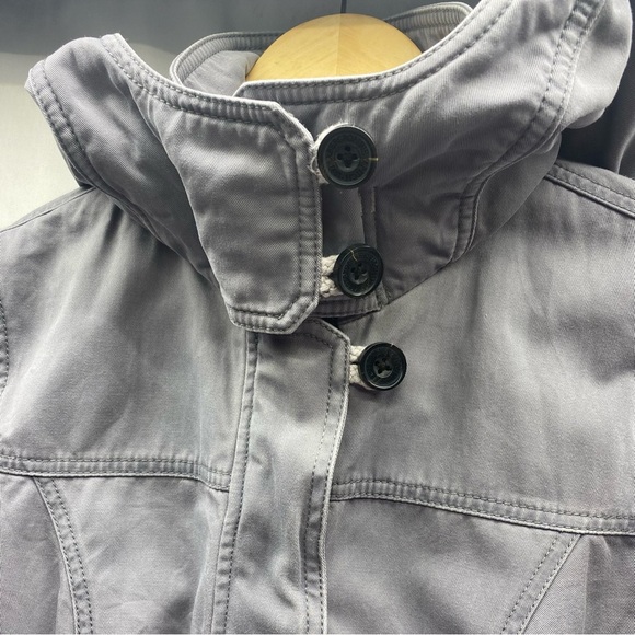 Abercrombie & Fitch Women’s Gray Utility Jacket Small Hooded Pockets PREPPY - Picture 4 of 15